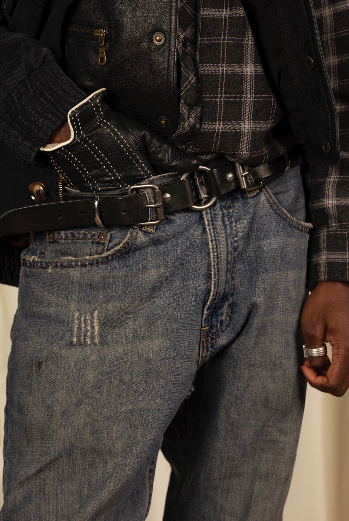 BONDAGE BELT (Black + Antique Nickel)